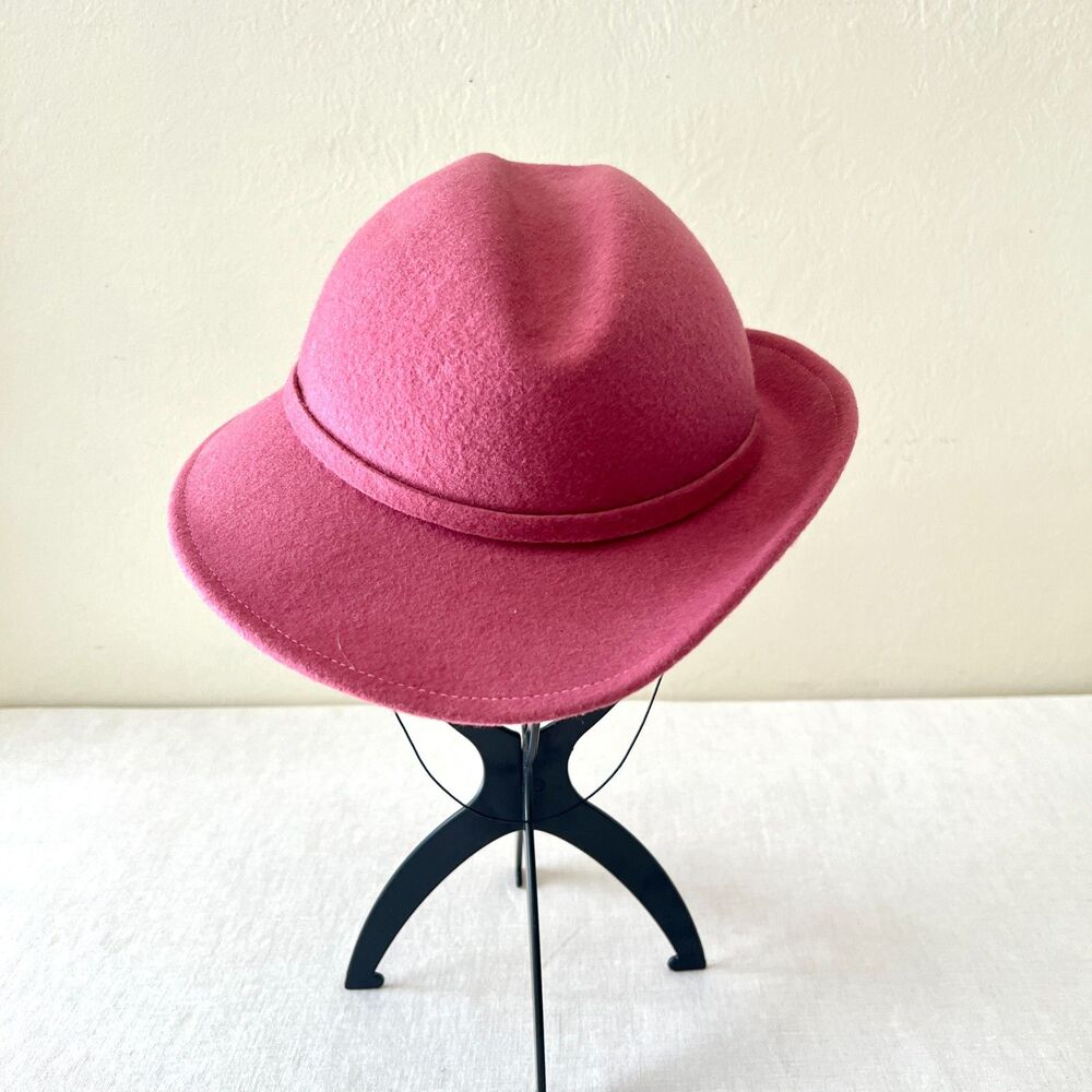 Vintage 80s Sonni San Francisco Raspberry Cloche Hat 100% Doeskin Felt Wool (OS)